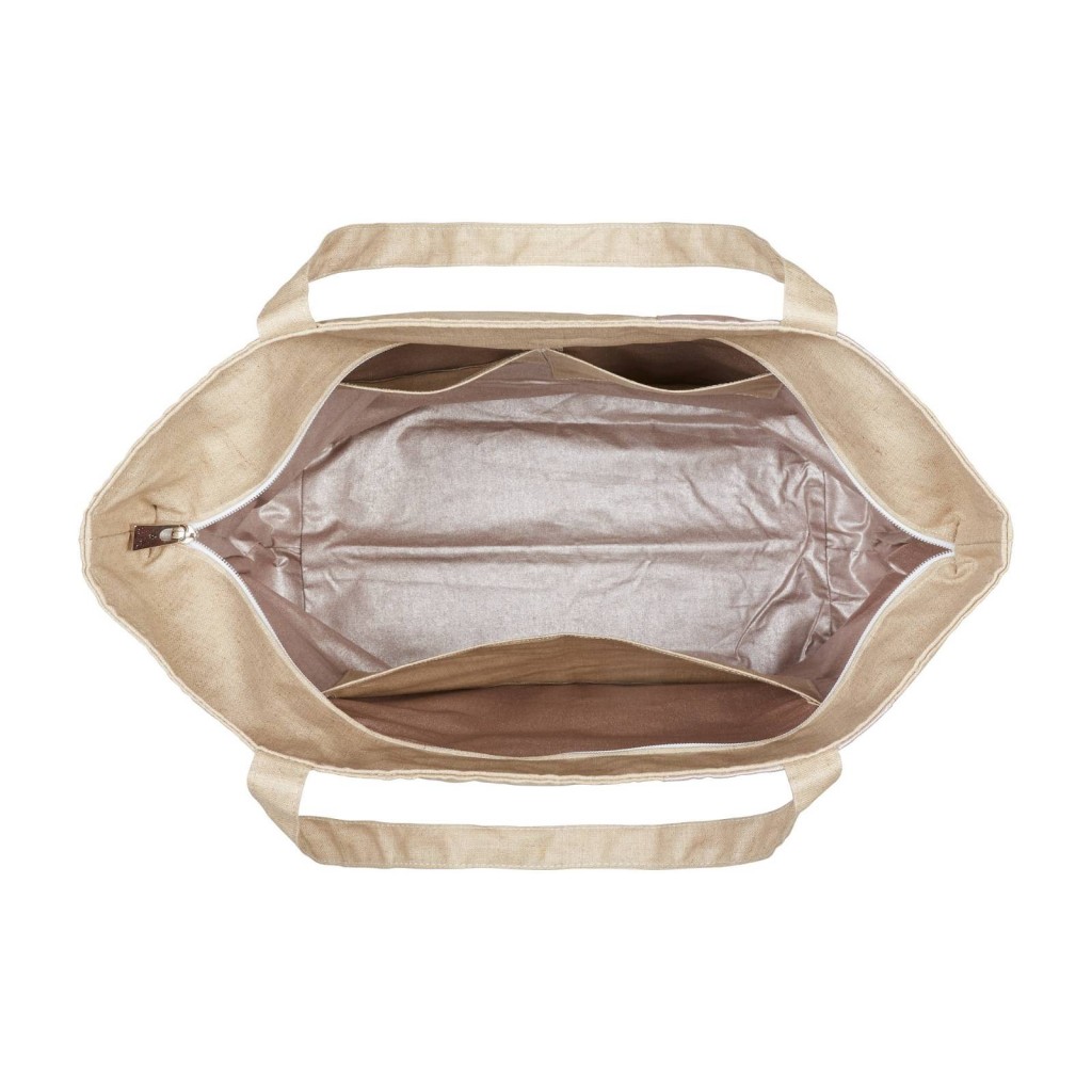 Lutyl - Sac week-end lin enduit uni beige et rose