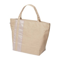 Lutyl - Sac week-end lin enduit uni beige et rose