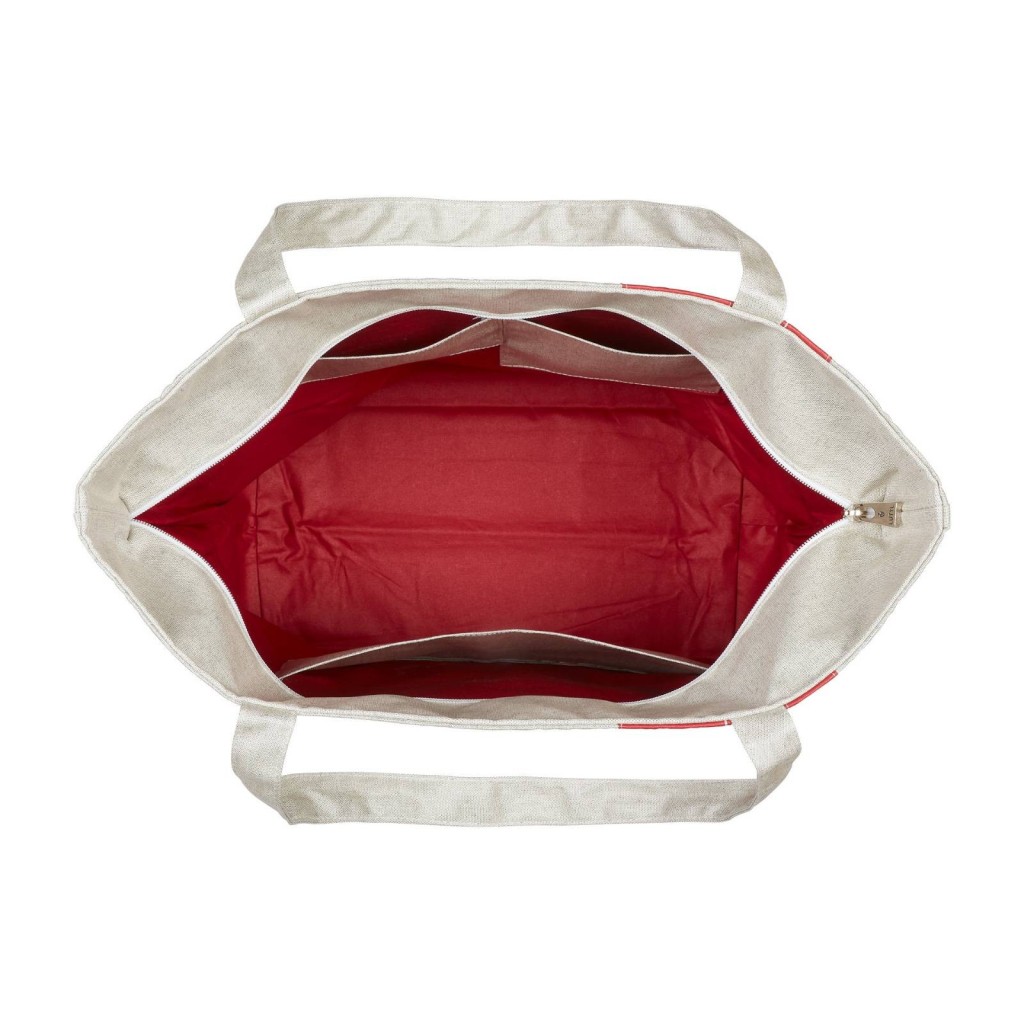 Lutyl - Sac week-end coton enduit uni gris et rouge