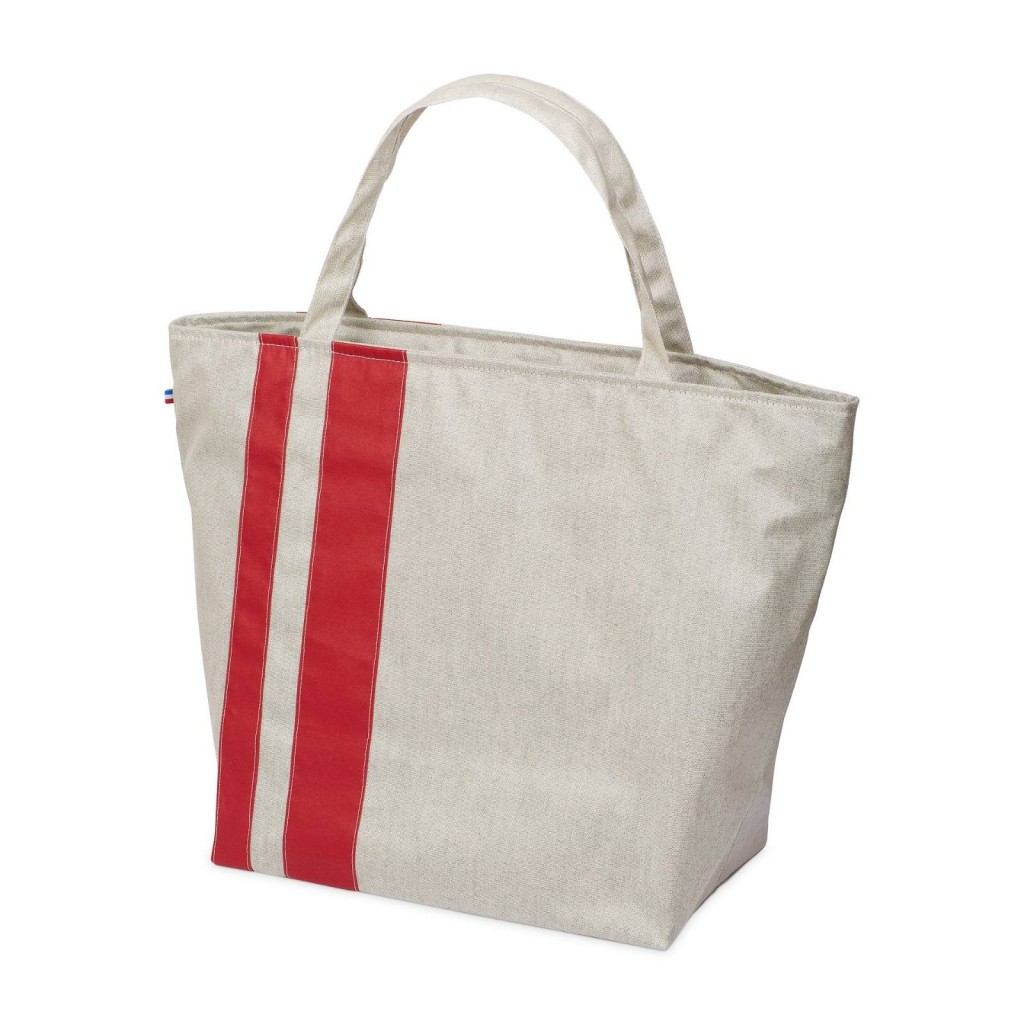 Lutyl - Sac week-end coton enduit uni gris et rouge