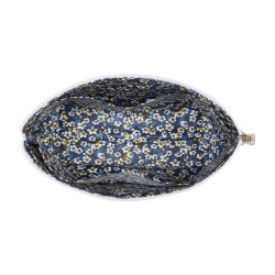 Lutyl - Trousse de toilette lin enduit fleurie beige et fleurs bleu