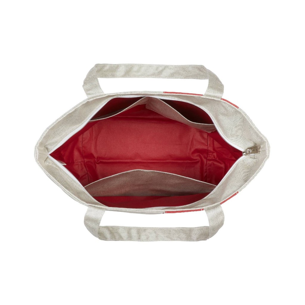 Lutyl - Sac zippé coton enduit uni gris et rouge