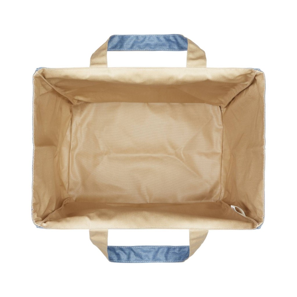 Lutyl - Sac cabas coton enduit uni bleu denim et beige