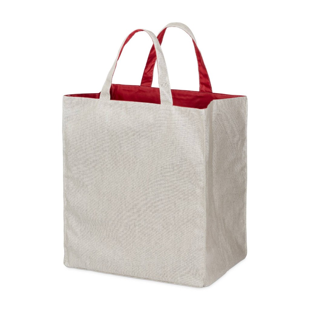 Lutyl - Sac cabas coton enduit uni gris et rouge
