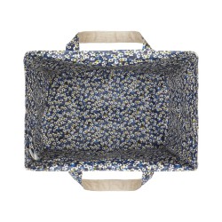 Lutyl - Sac cabas lin enduit fleuri beige et fleurs bleu