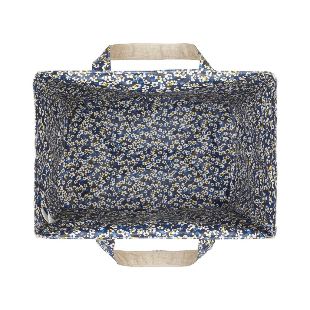 Lutyl - Sac cabas lin enduit fleuri beige et fleurs bleu