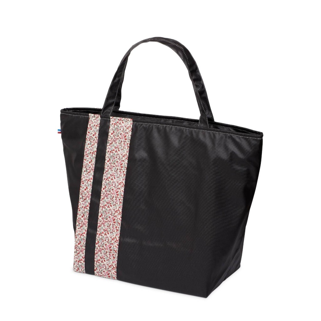 Lutyl - Sac zippé coton enduit fleuri noir et fleurs