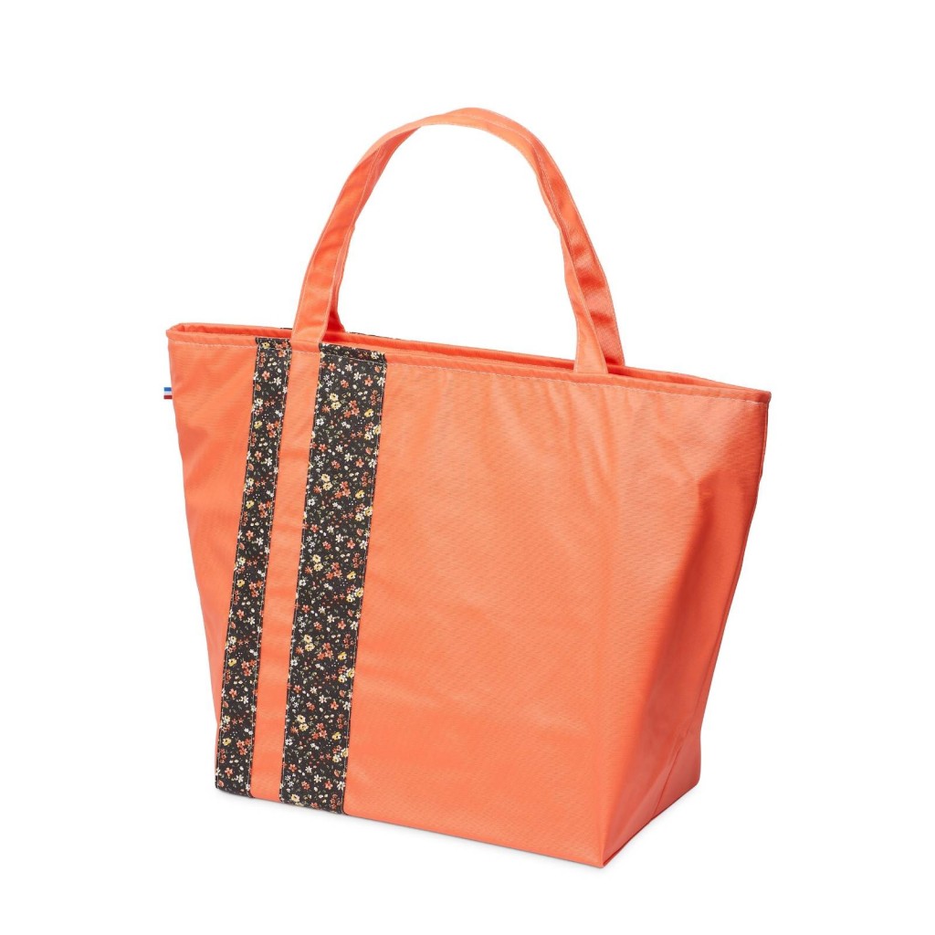 Lutyl - Sac zippé coton enduit fleuri corail et fleurs