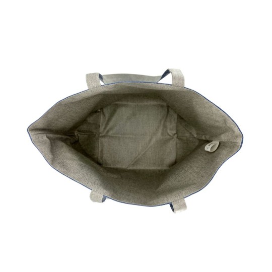 Intérieur du sac cabas Lutyl bleu et gris, doublure imperméable, toile enduite fabriquée en France