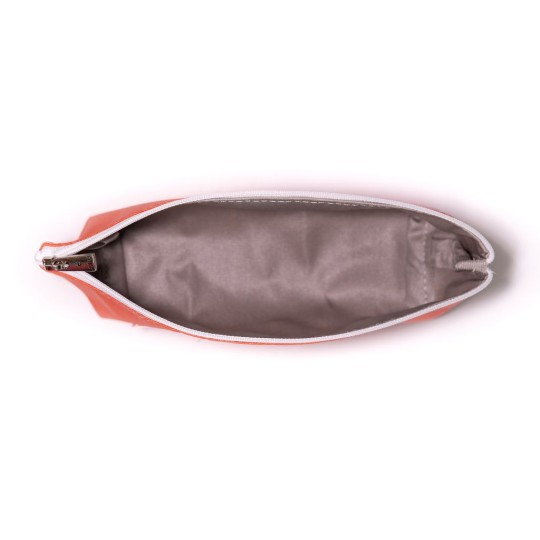 Intérieur de la trousse grande Lutyl corail – doublure coton beige – fabrication française