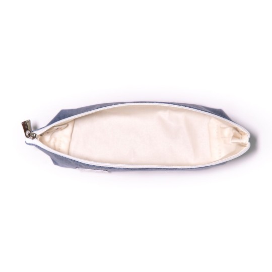 Intérieur de la trousse grande Lutyl bleu denim – doublure coton écru – made in France