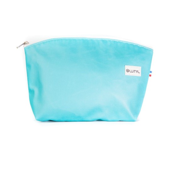 Trousse grande Lutyl turquoise en toile enduite – fabriquée en France