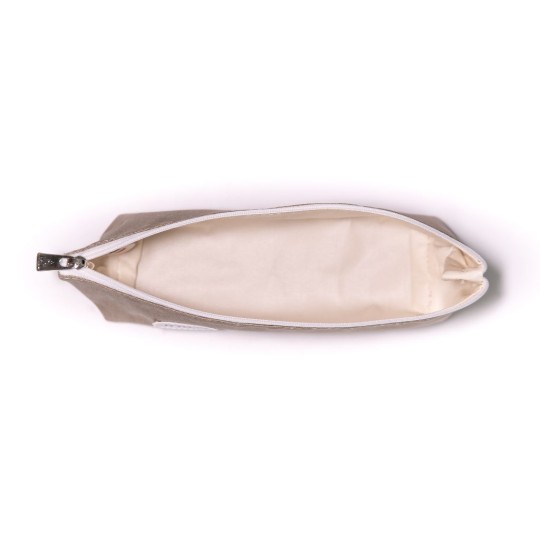 Intérieur de la trousse grande Lutyl lin – doublure coton beige – fabrication française