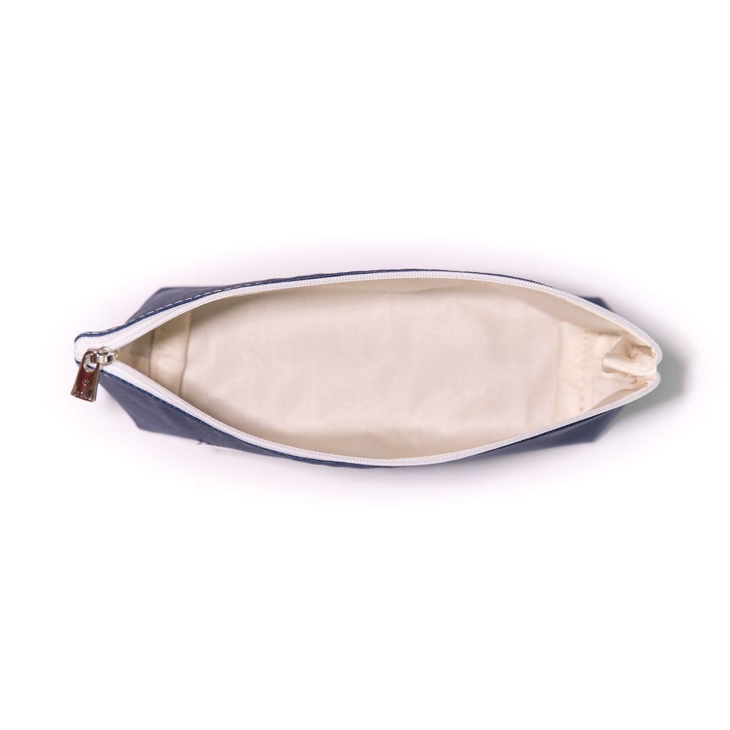 Intérieur de la trousse grande Lutyl bleu marine – doublure coton écru – fabrication française