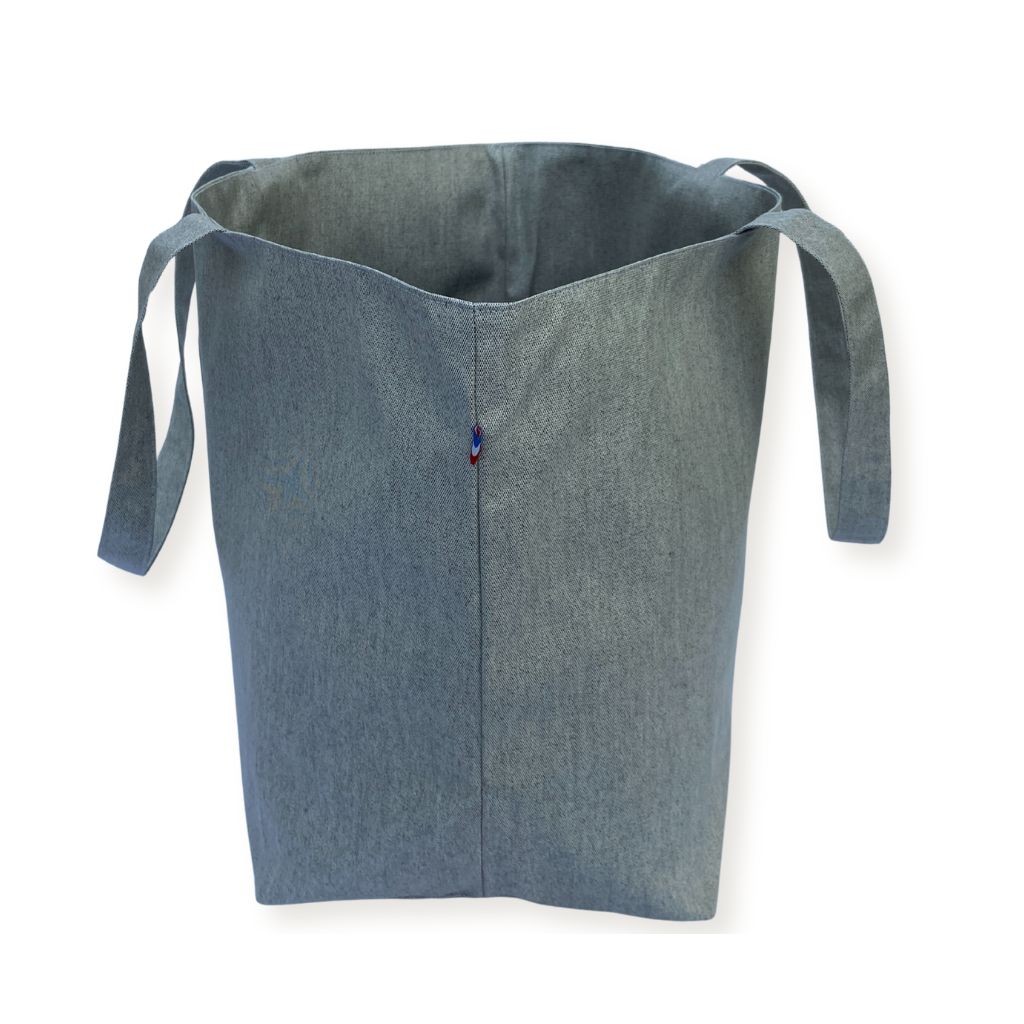 Sac cabas Lutyl classique gris et gris – vue de côté, toile enduite, fabriqué en France