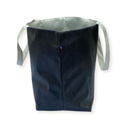 Sac cabas Lutyl classique noir et blanc écru – vue de côté, toile enduite, fabriqué en France