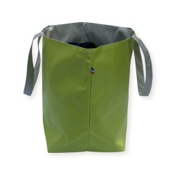 Sac cabas Lutyl classique verts anis et gris – vue de face, toile enduite, fabriqué en France