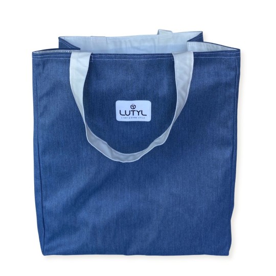Sac cabas XL Lutyl – bleu / blanc – toile enduite – fabriqué en France