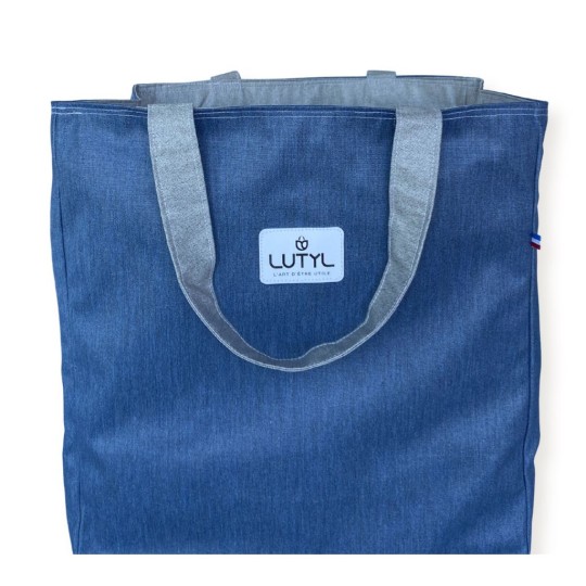 Sac cabas XL Lutyl – bleu / gris – toile enduite – fabriqué en France