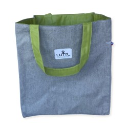 Sac cabas XL Lutyl – gris / vert – toile enduite – fabriqué en France