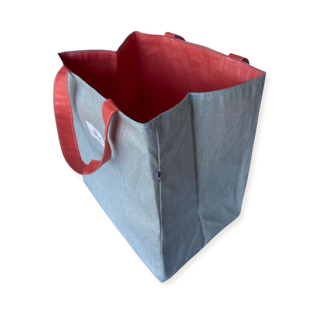 Sac cabas XL Lutyl – gris / orange – toile enduite – fabriqué en France