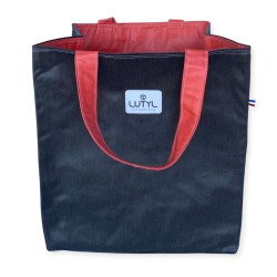 Sac cabas XL Lutyl – noir / orange – toile enduite – fabriqué en France