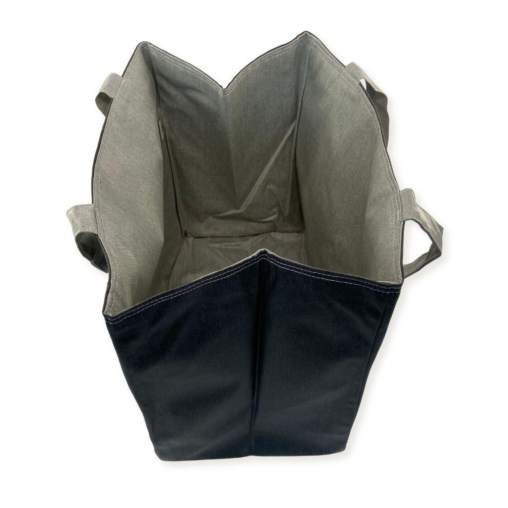 Sac cabas XL Lutyl – noir / beige – toile enduite – fabriqué en France - intérieur