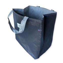 Sac cabas XL Lutyl – noir / gris – toile enduite – fabriqué en France - côté