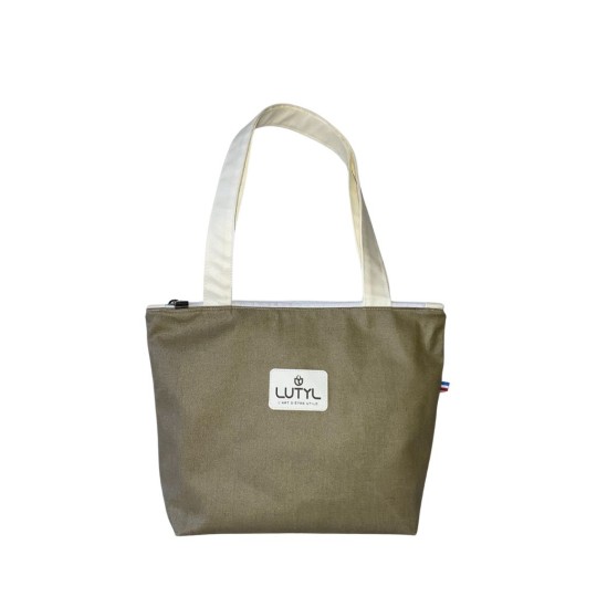 Sac zippé compact taupe Lutyl en toile enduite imperméable fabriqué en France