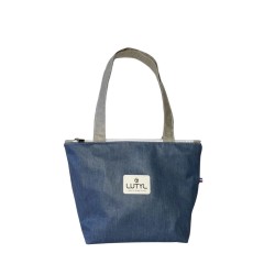 Sac zippé compact bleu denim Lutyl en toile enduite imperméable fabriqué en France