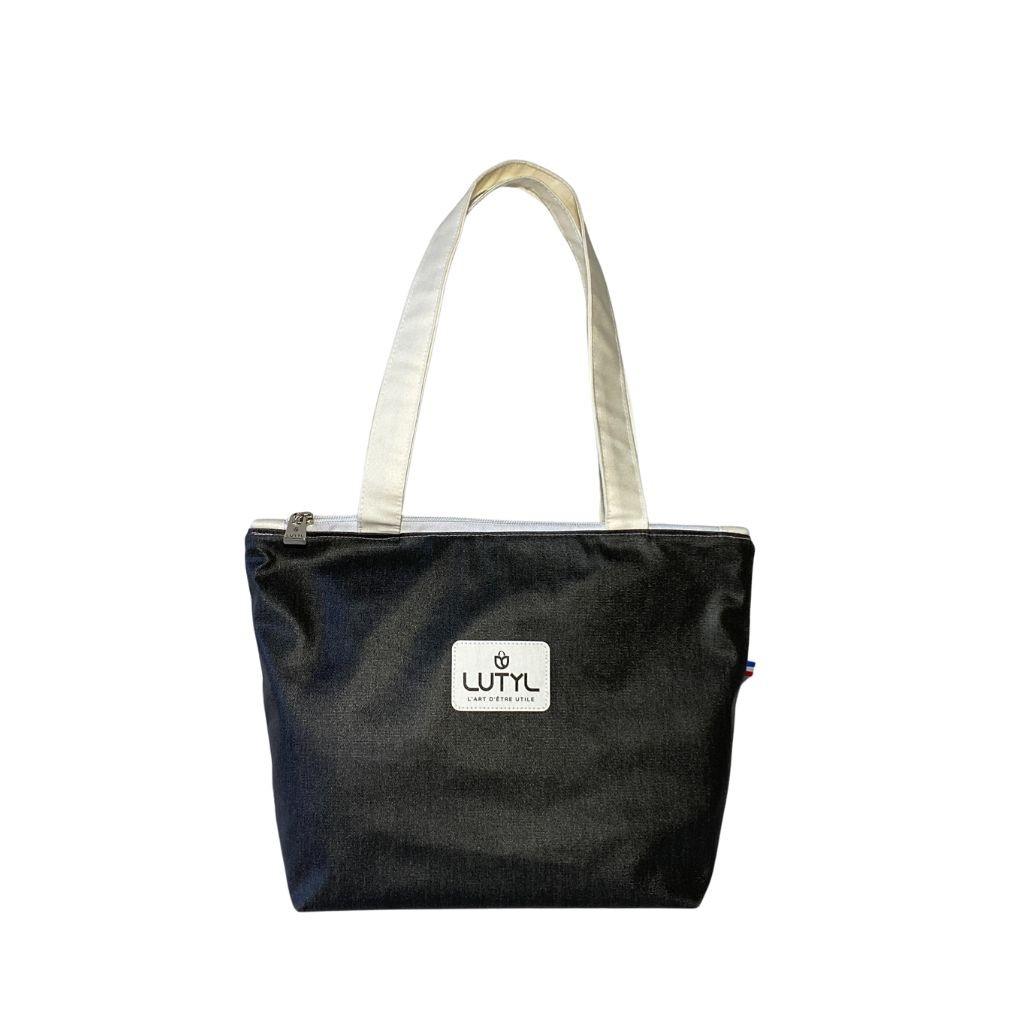 Sac zippé compact noir anthracite Lutyl en toile enduite imperméable fabriqué en France