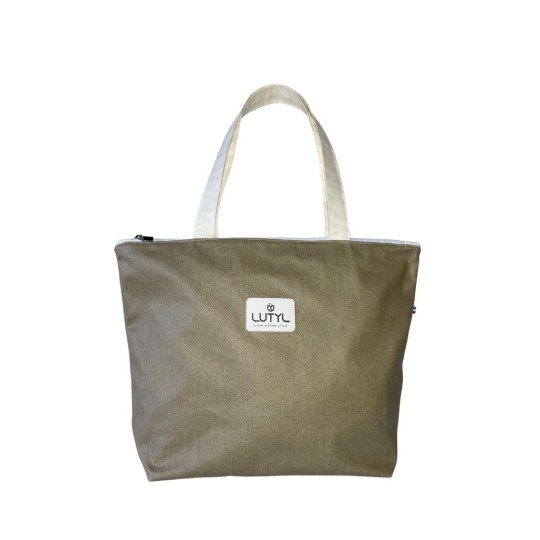 Sac zippé classique taupe Lutyl en toile enduite résistante fabriqué en France