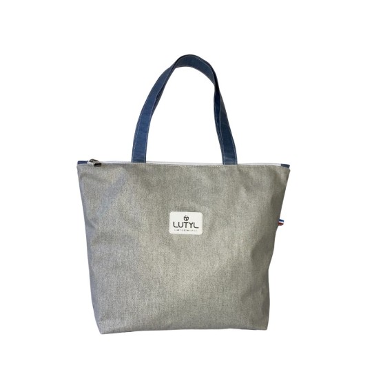 Sac zippé classique gris Lutyl en toile enduite résistante fabriqué en France