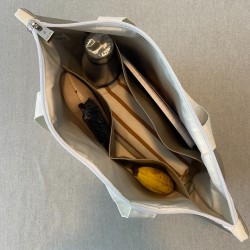Intérieur sac zippé Lutyl classique taupe en toile enduite avec poches de rangement et grande capacité