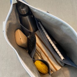 Intérieur sac zippé Lutyl classique bleu en toile enduite avec poches de rangement et grande capacité