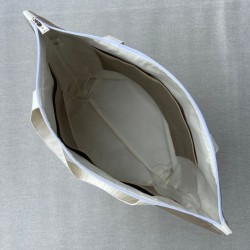 Intérieur du sac zippé XL Lutyl taupe denim avec 3 poches intégrée en toile enduite