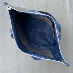 Intérieur du sac zippé XL Lutyl gris avec 3 poches intégrée en toile enduite