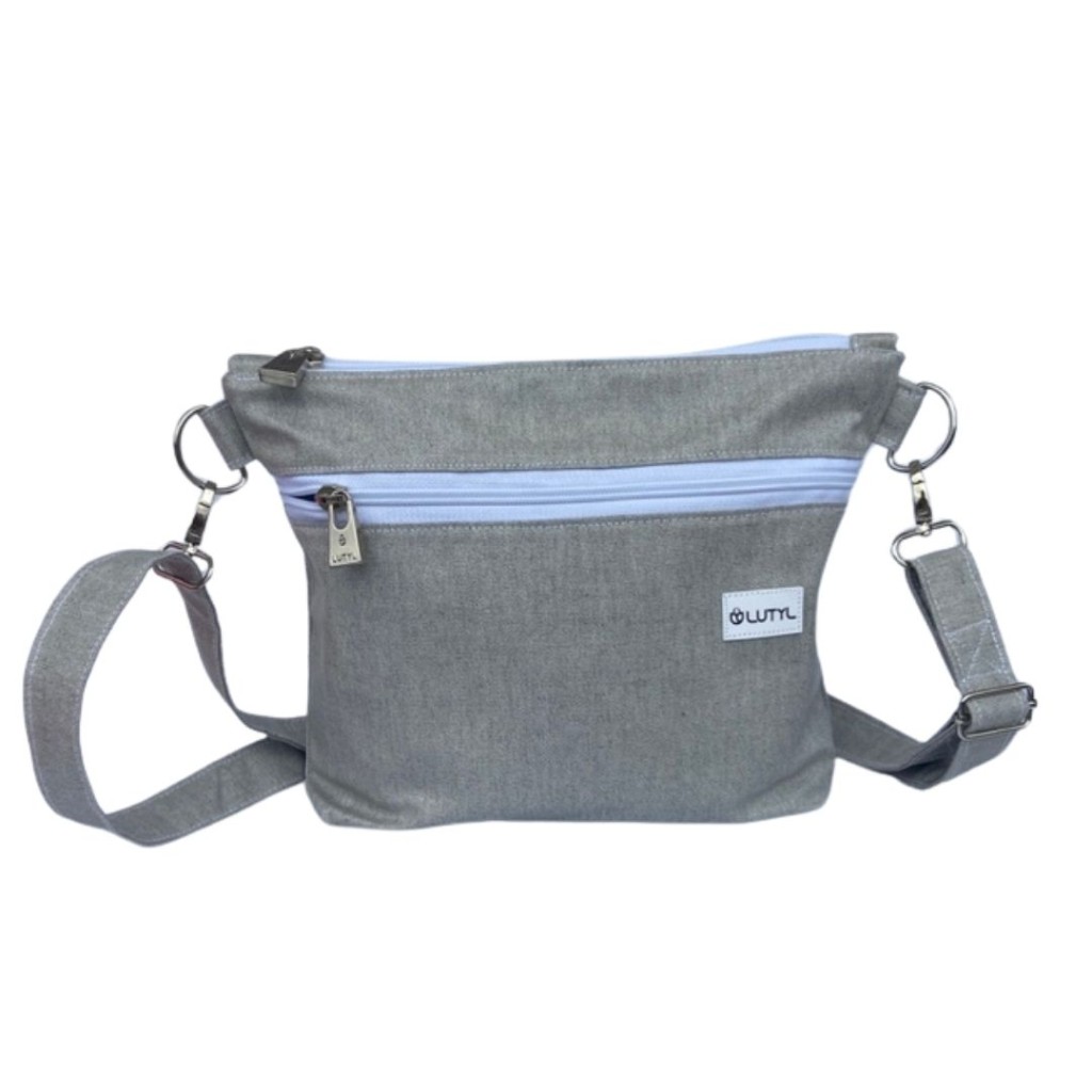 Sac bandoulière gris LUTYL en toile enduite